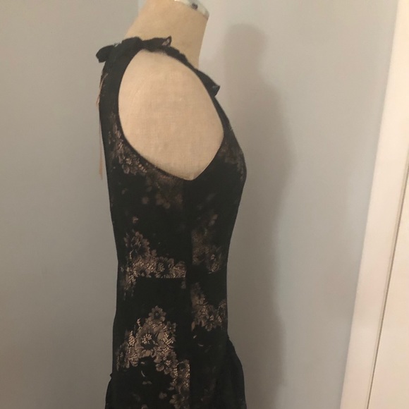 Listicle Layered Black Dress in Black and Cream - Picture 4 of 10